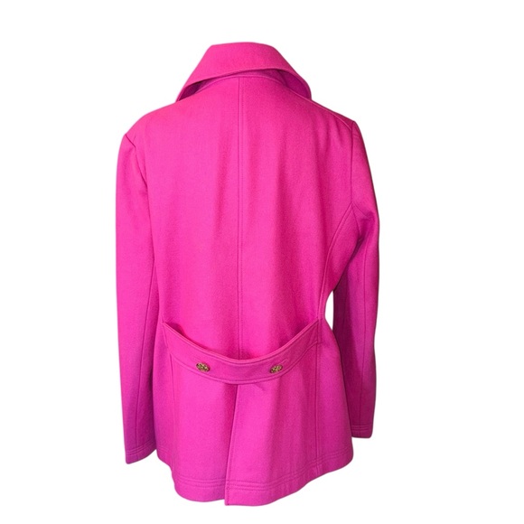 J Crew Peacoat Double Breasted Women's 14 Fushia Pink Wool Blend Tending EUC - Picture 8 of 10